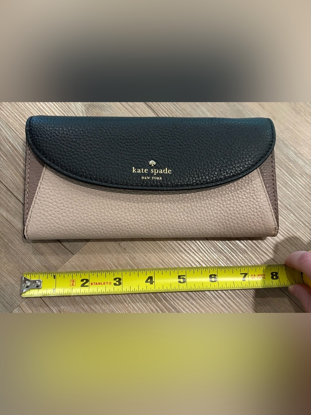 Kate Spade Two-Tone Pebbled Leather Wallet - Black & Taupe